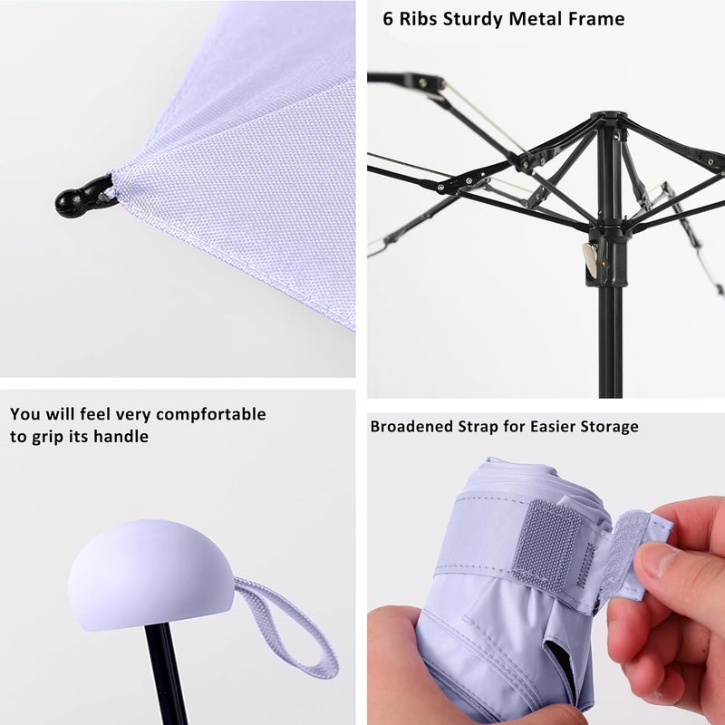 BAODINI Travel Essentials Mini Umbrella for Purse With Case Small Compact UV Sun Protection Lightweight Tiny Pocket Manual Open Close Umbrella for Women Kids and Men Fits Purse Backpack - Image 5